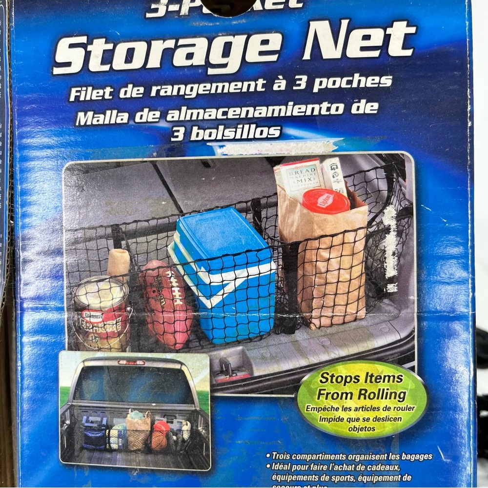 Highland 3 Pocket Storage Net Black Mesh Trunk Cargo Organizer Bin Holder